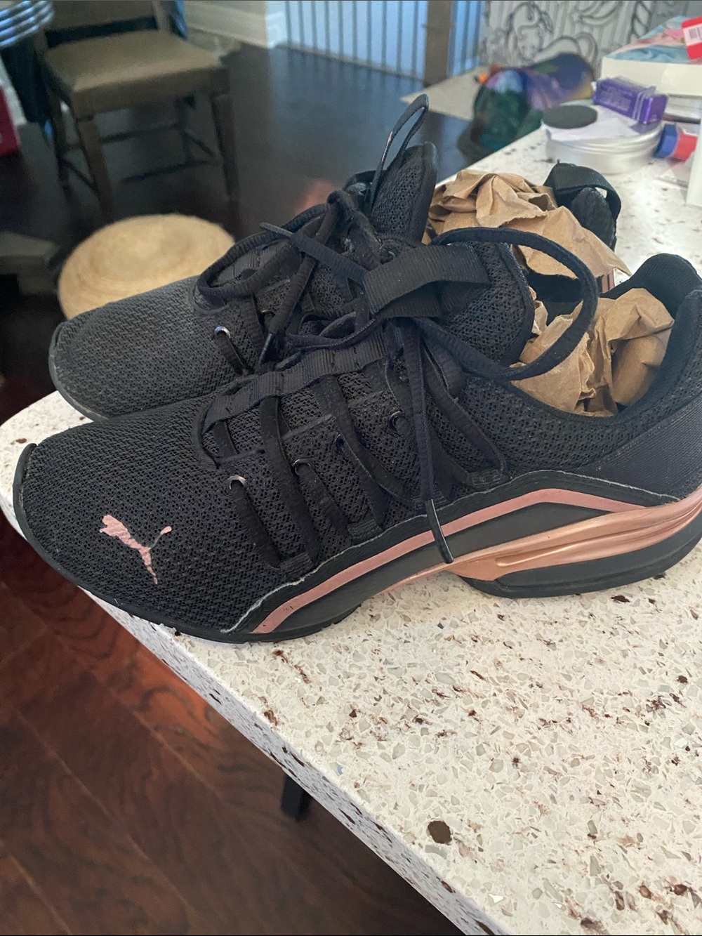 Puma Black and Rose Gold Athletic Sneakers